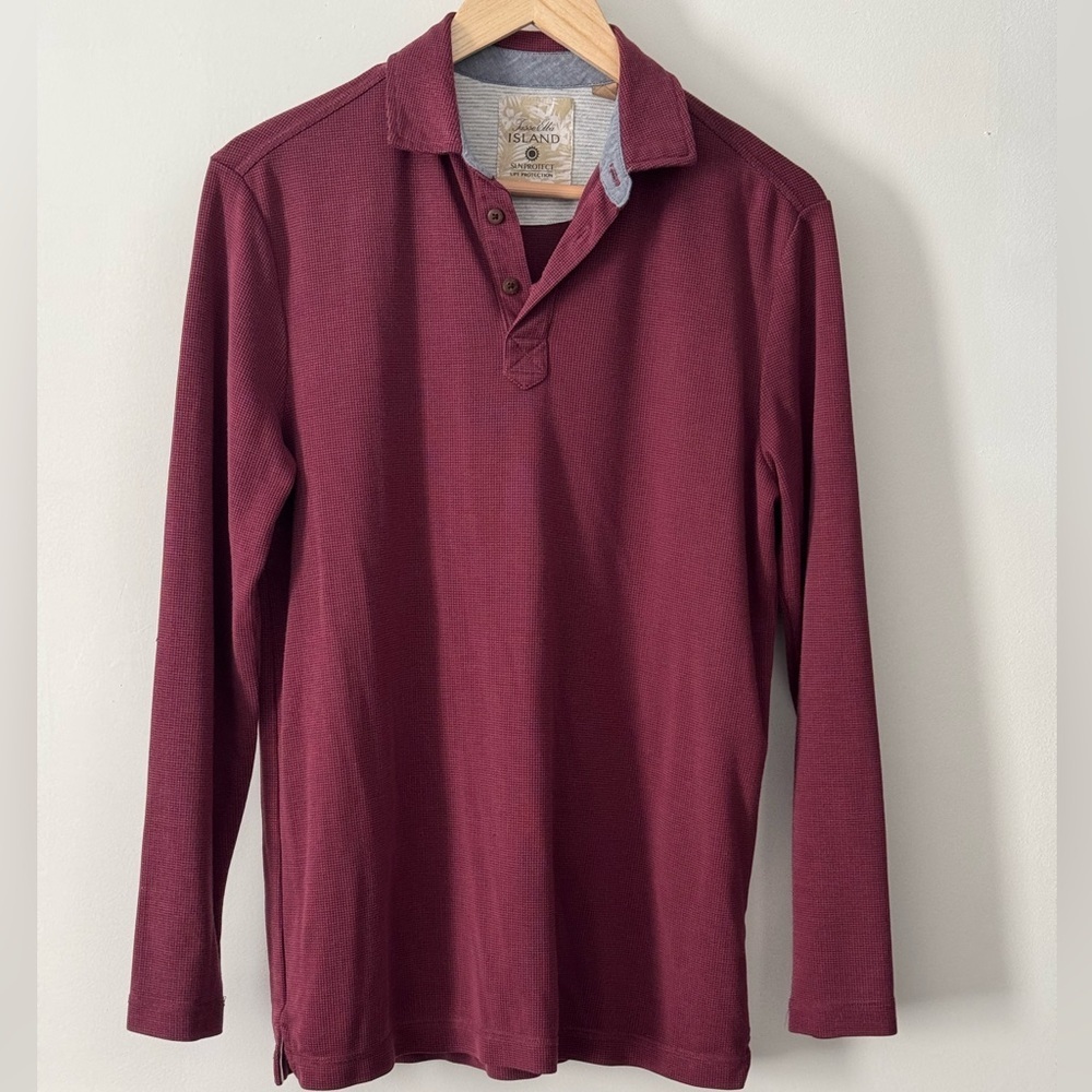 Tasso Elba Island Sun Protect UPF Waffle Polo Shirt Mens Small
